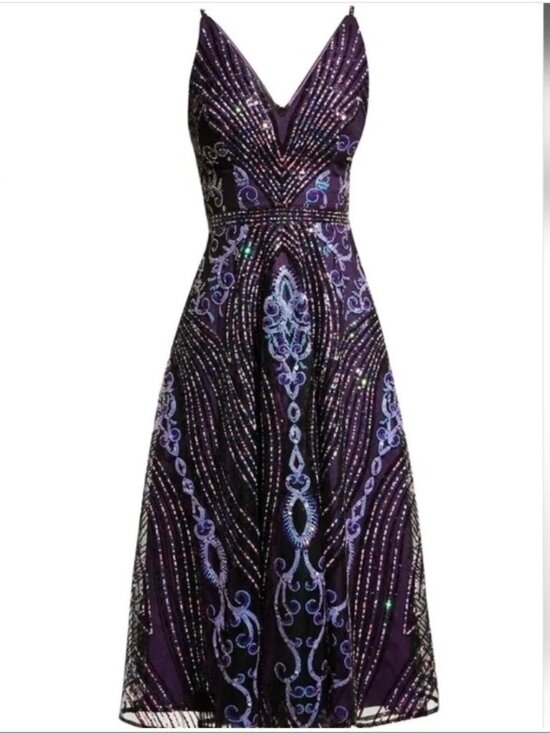 Dress the Population Dresses & Skirts - Purple Sequin Embellished Midi Dress The Population Formal Dress